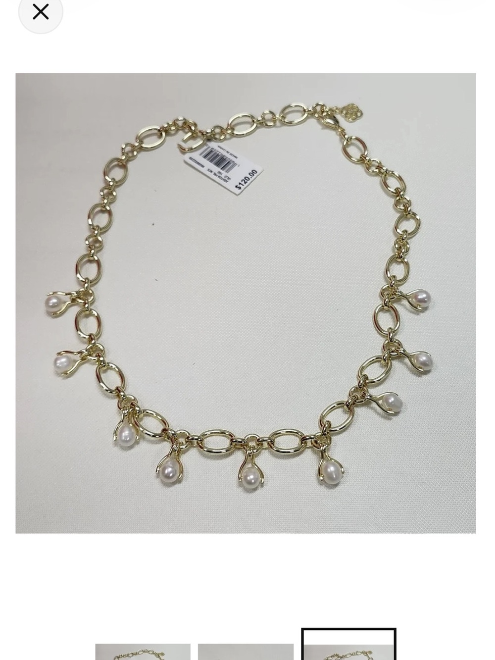 NWT Kendra Scott Gold Link Pearl Necklace